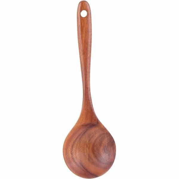 Houten mixing lepel voor salade en koken - Teak houten keukengerei - Natuurlijke lepel voor serveren - Krasvrij - Keuken accessoires
