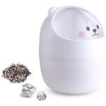 JGS Premium - Mini Desktop prullenbak - Cartoon Kat vorm - Swing deksel - Keuken prullenbak - Klein formaat - Wit - Schattig design - Huisdier thema - Opbergen - Thuis en keuken accessoire.