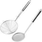 Keuken Zeef Set van 2 stuks - Roestvrij Staal Draad Skimmer Lepel - Pasta Zeef - Olie Lepel - Bakken Zeef - Voedsel Zeef - Koken Accessoires