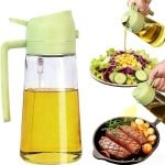 Keukenolie Spuitfles - Met Vernevelfunctie - Verzegelde Glazen Container - Dubbele Functie - Azijn Spuitfles - Keuken Accessoires - Olijfolie Fles - Cooking Spray Bottle - Keukengerei - 470ml