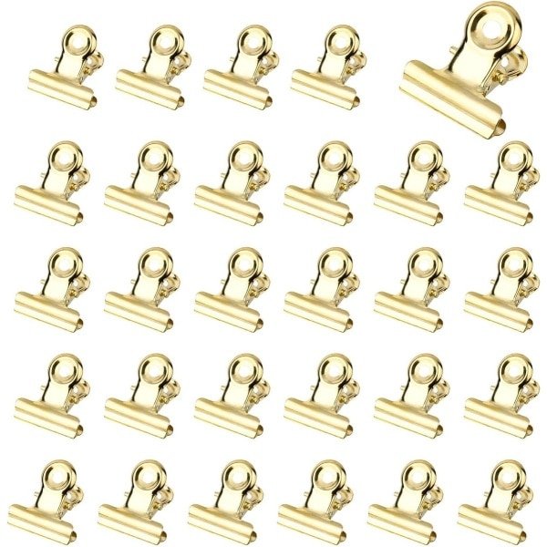 Kleine Goudkleurige Bulldog Paperclips - 60 stuks van 22 mm - Multifunctionele Clip voor Foto's - Kantoor en Keuken Accessoires - Handige Bindclips