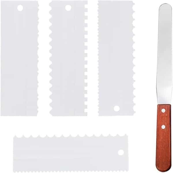 Kunststof Taartschraper en Roestvrije Roomspatel Set - Keuken Accessoires voor Gebak en Cake, 5 Stuks
