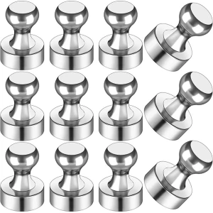 Magneten voor op de koelkast, set van 12, kleine krachtige koelkastmagneten voor whiteboards, accessoires voor klaslokaal/keuken, decoratie, schattige magnetische ambachten voor kantoor/kalender/koelkast, zilver, 16*20MM