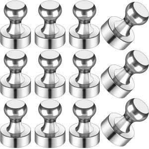 Magneten voor op de koelkast, set van 12, kleine krachtige koelkastmagneten voor whiteboards, accessoires voor klaslokaal/keuken, decoratie, schattige magnetische ambachten voor kantoor/kalender/koelkast, zilver, 20*25MM
