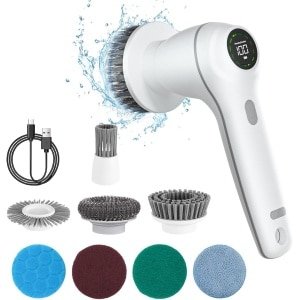 OKWISH Schrobborstels - Elektrische Schoonmaakborstel - Keuken Schoonmaakborstel - Krachtige Schoonmaakborstel - Handheld Schoonmaakborstel - Wit