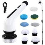 OKWISH Schrobborstels - Elektrische Schoonmaakborstel met Multifunctionele Reinigingsborstel Set - Badkamer en Keuken Schoonmaakborstel met 9 Opzetstukken - ABS - Wit