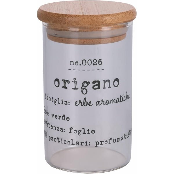 Opbergpot Kruiden Glas met Etiket - Oregano - Keuken Accessoire