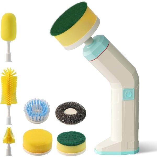 Oplaadbare Elektrische Reinigingsborstel met 7 Verwisselbare Borstelkoppen voor Badkamer, Keuken en Auto