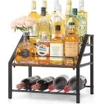 Provento - 3-laags Wijnrek voor Aanrecht, Wijn & Likeuropslag, Huisbar Accessoire met Retro Design, Stijlvolle Wijnfleshouder voor Keuken & Eetkamer.