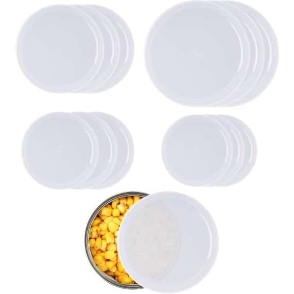 Ronte - Blikdeksels Set, 12 stuks, transparant kunststof, 4 maten, geschikt voor 400 g en 800 g blikjes, vershouden, keuken accessoires