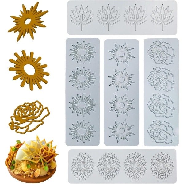 Ronte - Cake Embossing Fondant Mal - Set van 5 - Bladeren - Cake Decoraties - Chocolade - Keuken Accessoires.