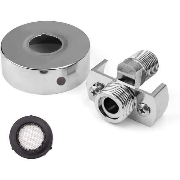 Ronte - Messing Hoekkraan Zilver Galvaniseren | Decoratieve Afdekking | Douchekop Accessoires Keuken Douche | Verstelbare Lengte | Excentrische Schroef