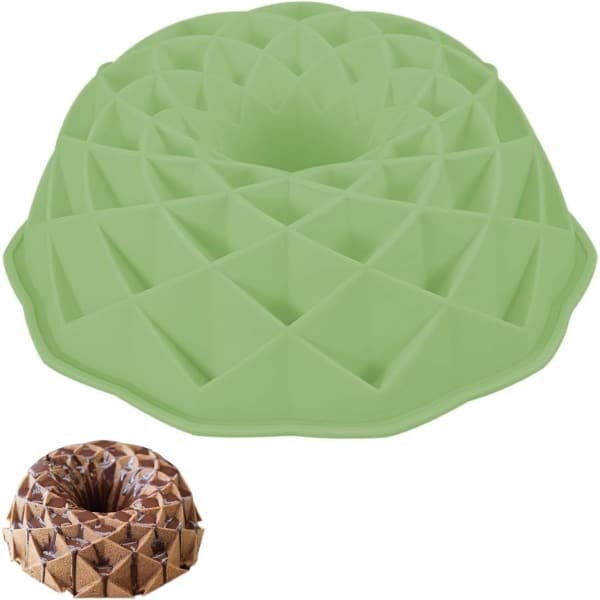 Ronte - Siliconen bakvorm 23 cm voor tulband, cake en brood - Groen, spiraal design - Mousse bakvorm - Keuken accessoire