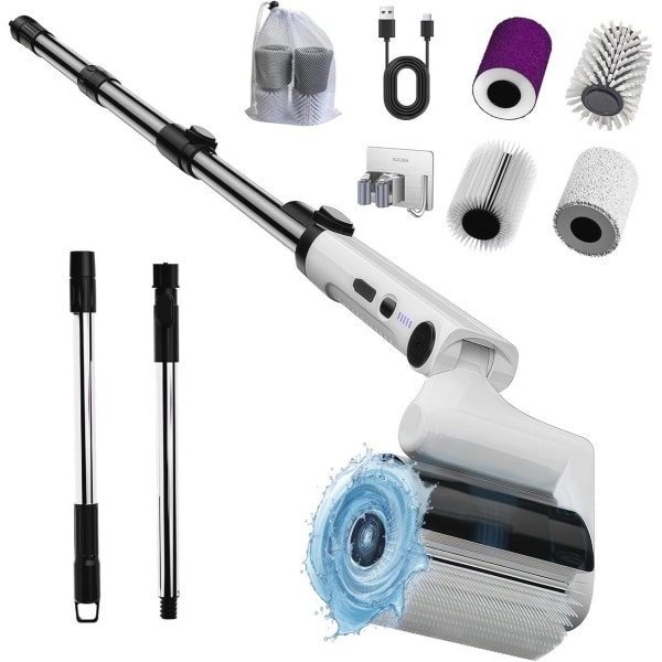 Roterende Elektrische Reinigingsborstel voor Badkamer, Keuken en Toilet met 4 Verstelbare Borstelkoppen
