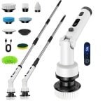 Roterende elektrische reinigingsborstel - 8 borstelkoppen, 3 snelheidsinstellingen, intrekbare handgreep, oplaadbare elektrische reinigingsborstel geschikt voor het reinigen van badkamer, keuken en auto.