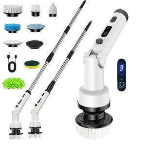 Roterende elektrische reinigingsborstel - 8 borstelkoppen, 3 snelheidsinstellingen, intrekbare handgreep, oplaadbare elektrische reinigingsborstel geschikt voor het reinigen van badkamer, keuken en auto.