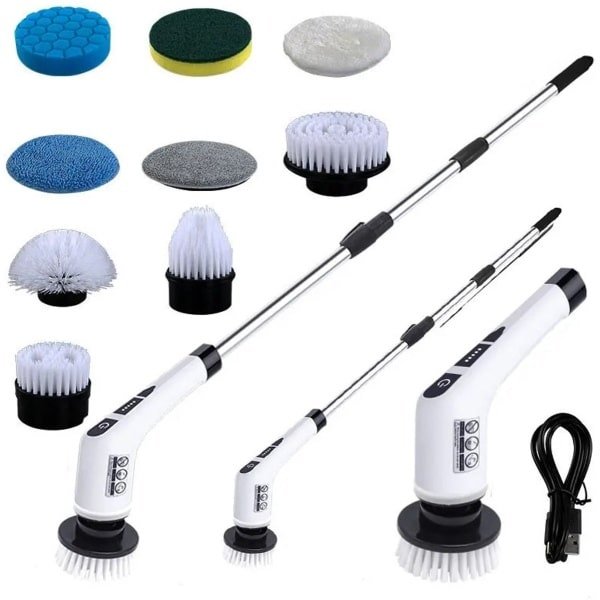 Sensova Elektrische Schoonmaakborstel - Schrobborstel 9-in-1 - Draadloze Elektrische Schrobber met 2000 mAh Accu - Reinigingsborstel - Krachtige Poetsmachine voor Badkamer, Keuken, Tegels en Sanitair