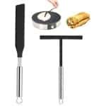 Set van 2 deegschalen van roestvrij staal - pannenkoek accessoire set - keukengerei spatel en standaard - voor thuisgebruik - bakken en koken in de keuken