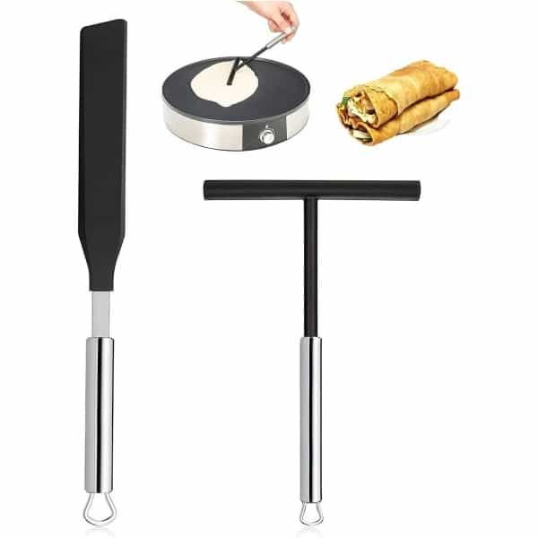 Set van 2 deegschalen van roestvrij staal - pannenkoek accessoire set - keukengerei spatel en standaard - voor thuisgebruik - bakken en koken in de keuken