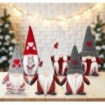 Set van 6 Kerst Gnomes - Kerstdecoratie - Gnomes Accessoires voor Thuis en Keuken - Rood Grijs