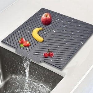 Silicone Dish Draining Mat - Licht Grijs - 33.5 x 43 cm - Afwasmat - Vaatwaterafvoer - Hittebestendig - Antislip - Keuken Accessoire