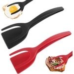 Silicone Egg Spatula - Non-Stick Spatula met Handvat - 2-in-1 - Pack van 2 - Eierspatel met Voedselclip - Gebakken Eieren Keuken Accessoires