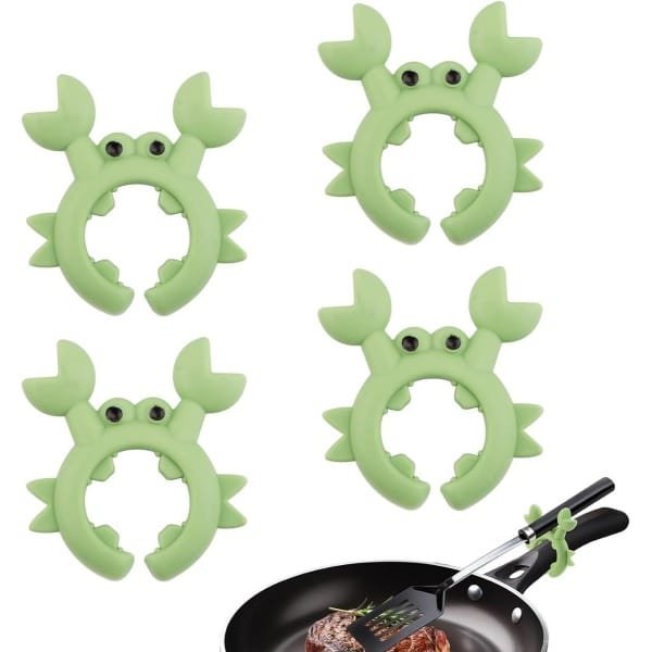 Siliconen keukengerei houder met mors stop - set van 4 - krab spatel lepel - keuken accessoires - groente snijden - compact design