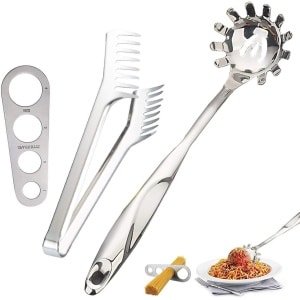 Spaghettiserverset - 3-delig - 239 cm - Pasta tong en lepel - Portie controle gadgets - Keuken accessoires