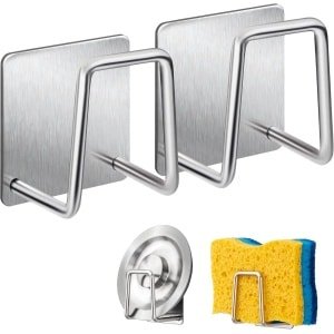 Sponge Holder - 304 Stainless Steel - Zelfklevende Haak - Praktisch Accessoire - Keuken Organisatie - Opslag Organizer - Zilver - 2 Stuks