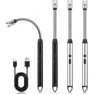 Staafaansteker plasma-aansteker lang elektrische aansteker - set van 4 stuks - USB-oplaadbaar - voor kaarsen aansteken in keuken .