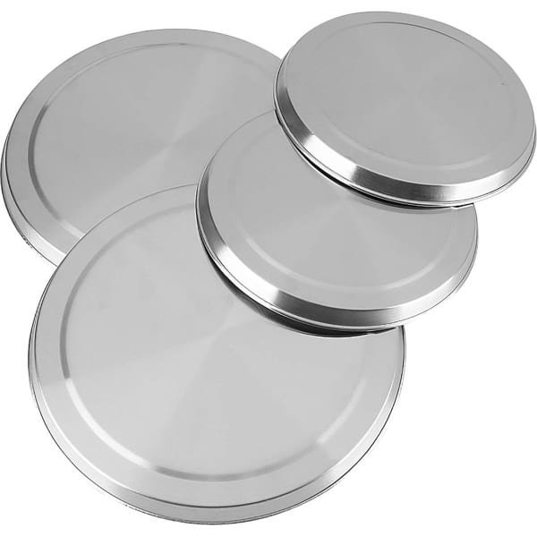 Stunq® 4 stuks roestvrijstalen afdekkingen kookplaat, afdekplaten in zilver, afdekplaten bescherming voor keuken, fornuis, elektrische kookplaat, 2 stuks 21 cm en 2 stuks 17 cm, hoog 1,5 cm