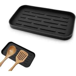 TEMGoods - Lepelsteun keuken - siliconen pollepelhouder - bestekhouder voor aanrecht - eettafel accessoire - zwart kleur