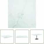 The Living Store Tafelblad 80x80 cm 6 mm gehard glas met marmeren design wit - Tafelblad - Marmeren Design - Gehard Glas - Wit Tafelblad - Keuken Accessoires