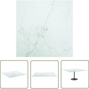 The Living Store Tafelblad 80x80 cm 6 mm gehard glas met marmeren design wit - Tafelblad - Marmeren Design - Gehard Glas - Wit Tafelblad - Keuken Accessoires