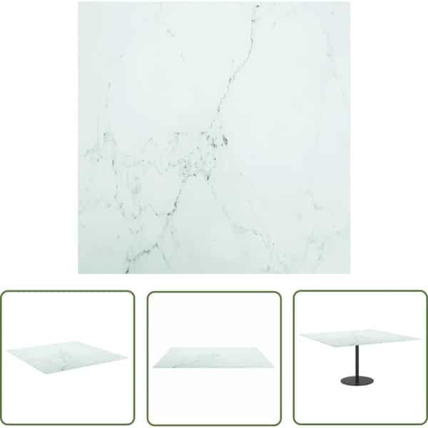The Living Store Tafelblad 80x80 cm 6 mm gehard glas met marmeren design wit - Tafelblad - Marmeren Design - Gehard Glas - Wit Tafelblad - Keuken Accessoires