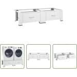 The Living Store Wasmachine- en drogerverhoger dubbel met lades wit - Wasmachine Verhoger - Droger Verhoger - Wasdroogcombinatie Verhoger - Opbergruimte - Keuken Accessoires