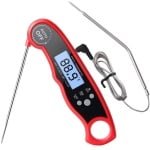 Thermometer, draagbare thermometer, digitale thermometer, keuken, vlees, water, melk, kooksonde, barbecue, elektrische oven, rood