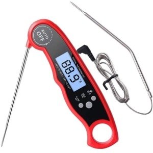 Thermometer, draagbare thermometer, digitale thermometer, keuken, vlees, water, melk, kooksonde, barbecue, elektrische oven, rood