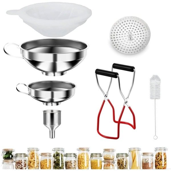 Trechter Set van Roestvrij Staal met Inmaakpotjeslifter en Filter - 7-delig Keuken Accessoire