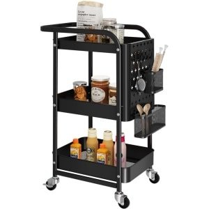 Unyqoos ® Multifunctionele Metalen Keuken- en Opbergwagen met Drie Lagen en Accessoires