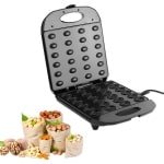 Walnotenkoekjesmaker, elektrische walnotenkoekmaker, walnotenkoekmaker, huishoudelijke ontbijtmachine, antiaanbaklaag, dubbelzijdige verwarming, cakepopmaker voor de keuken (zwart)