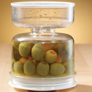 Zandloperpot voor Augurken en Olijven - Scheidt Nat en Droog - Augurkscheider Dispenser met Flip Jar - Handige Keuken Accessoire - Voorkomt Morsen - Duurzaam Ontwerp