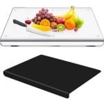 Zwarte Acryl Snijplank met Opstaande Rand en Antislip - Dikke, Doorzichtige Keuken Snijplank 45x35 cm - Ideaal voor Veilig Snijden, Voedsel Voorbereiden en Keuken Accessoires