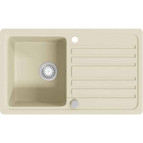 vidaXL Gootsteen Enkel Graniet - Beige - Omkeerbaar Keukengerei - Granieten Gootsteen - Gootsteen - Keuken Accessoires - Wastafel