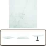 vidaXL Tafelblad 80x80 cm Wit Marmeren Design Tafelblad - Marmeren Design - Gehard Glas - Wit Tafelblad - Keuken Accessoires