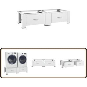 vidaXL Wasmachine- en drogerverhoger - Wit - Met lades Wasmachine Verhoger - Droger Verhoger - Wasdroogcombinatie Verhoger - Opbergruimte - Keuken Accessoires