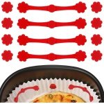 12 Stuks Airfryermagneten voor Bakpapier, Hittebestendige Airfryermagneet Siliconen Gesp Het Vergrendelen Van de Voeringen en Het Veilig Bevestigen Van de Mand - Airfryer Accessoires - Keuken Gadgets - Geschikt voor Alle Modellen - Rood