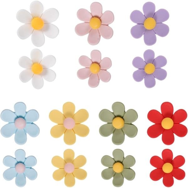 14pcs 3D Bloemen Koelkast Magneten - Schattige Magneten - Kleurrijke Magneten Decoratieve Accessoires voor Locker Kantoor Keuken (7 Medium + 7 Large)