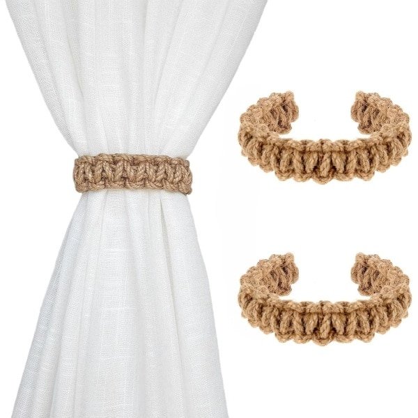 2 Embrasses voor gordijnen - Boheemse gordijnen - Gordijnhouders - Handgeweven - Robuust en stabiel - Voor woonkamer - Keuken - Slaapkamer - Buiten - Decoratie accessoires