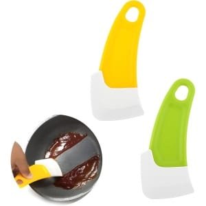2 Stks Siliconen Kom Schraper - Groen & Geel - Schotel Schraper Tool Voor Keuken - Non-stick Pannen & Potten Accessoires